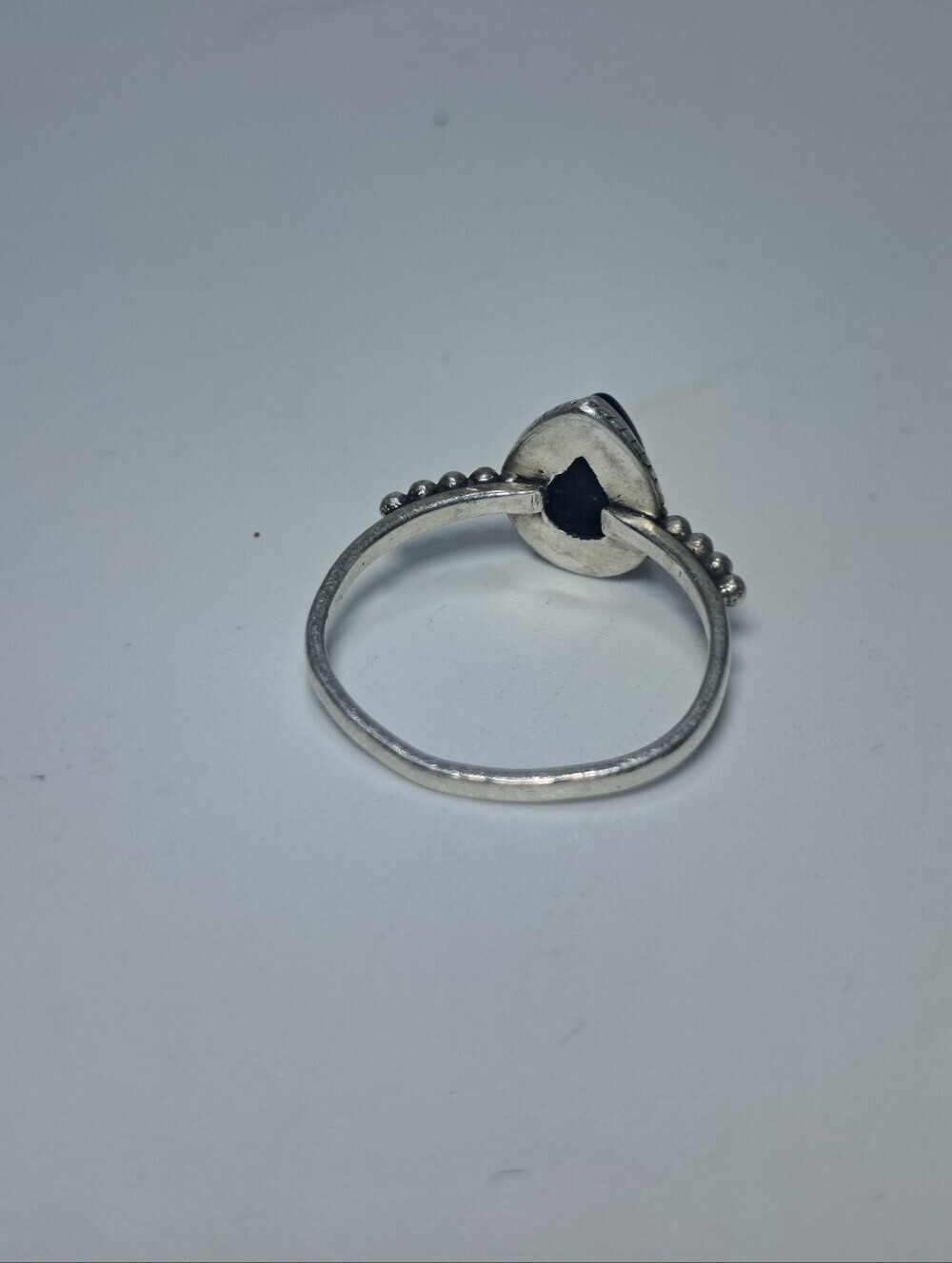Sterling Silver Black Onyx Teardrop Ring Size 6.5 - Picture 3 of 6